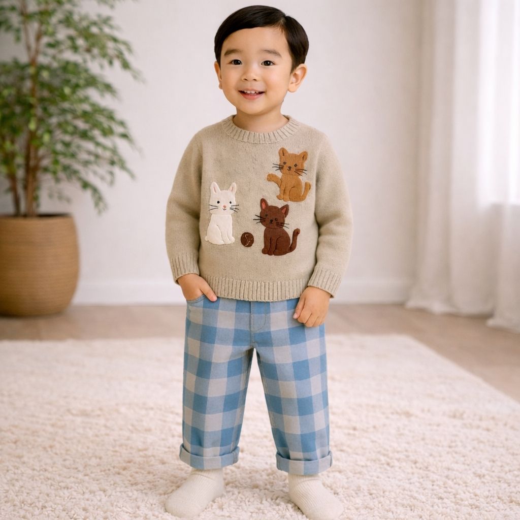 Jeans | Voks - med - mig | Blå tern - Vores Dreng