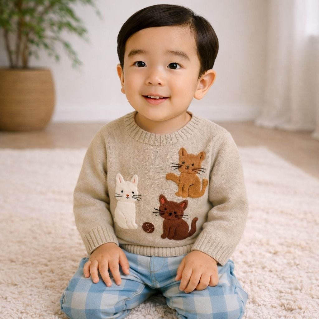 Trøje | Voks - med - mig | Med Katte - Vores Dreng